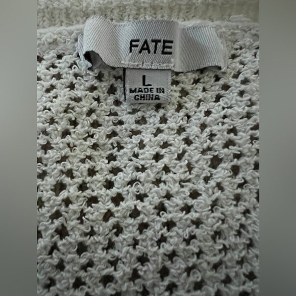 FATE White Striped Loose Knit Lightweight Long Sleeve Sweater Size Large - Picture 8 of 9